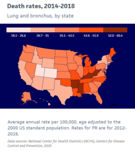 Death Rates Lung and Bronchus 2014-2018